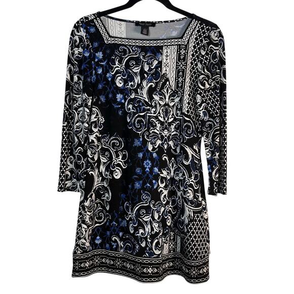 White House Black Market Dresses & Skirts - White House Black Market Paisley Floral Batik Shift Dress Black Blue XS